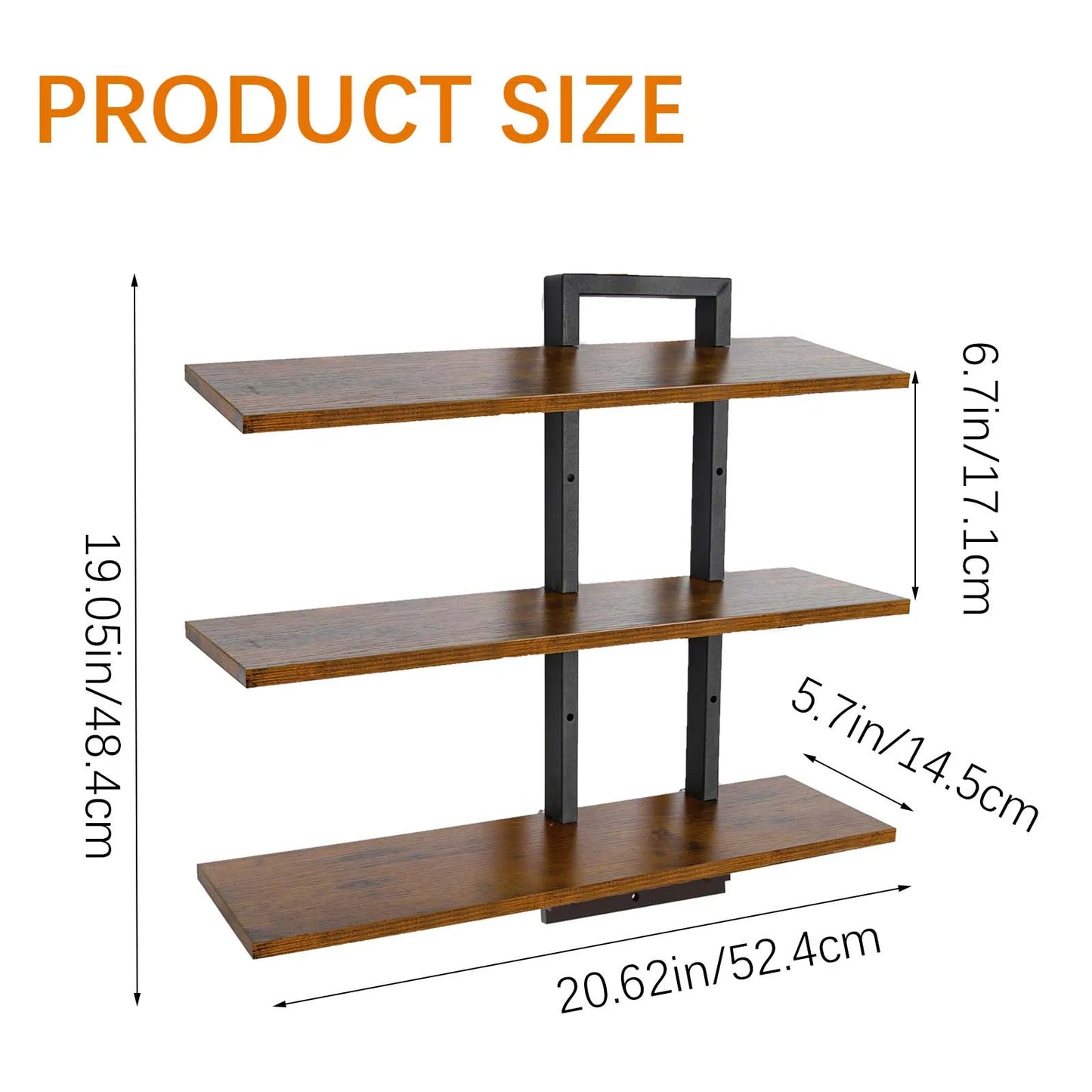 3-Tier Wall-Mounted Floating Shelves Wall Storage Adjustable Rack Wallmounted Display Stand Rustic Bath Bedroom Organizer Shelf Decor