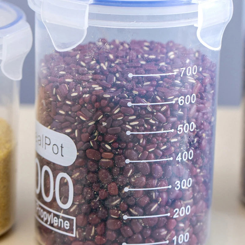 Sealed Jars With Scale Grain Storage Tank Kitchen Food Fresh-keeping Boxes Refrigerator Organize Container Seasoning Spices Can