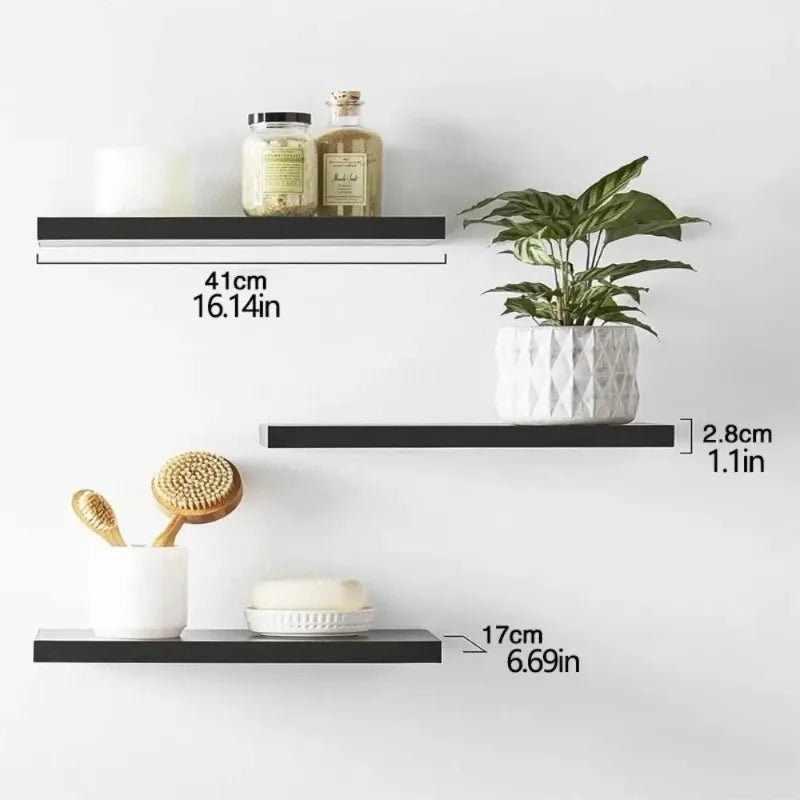 Wooden Hanging Storage Rack Durable Wall Mounted Hanging Wall Shelves Sturdy Invisible Brackets Floating Shelves for Home Decor