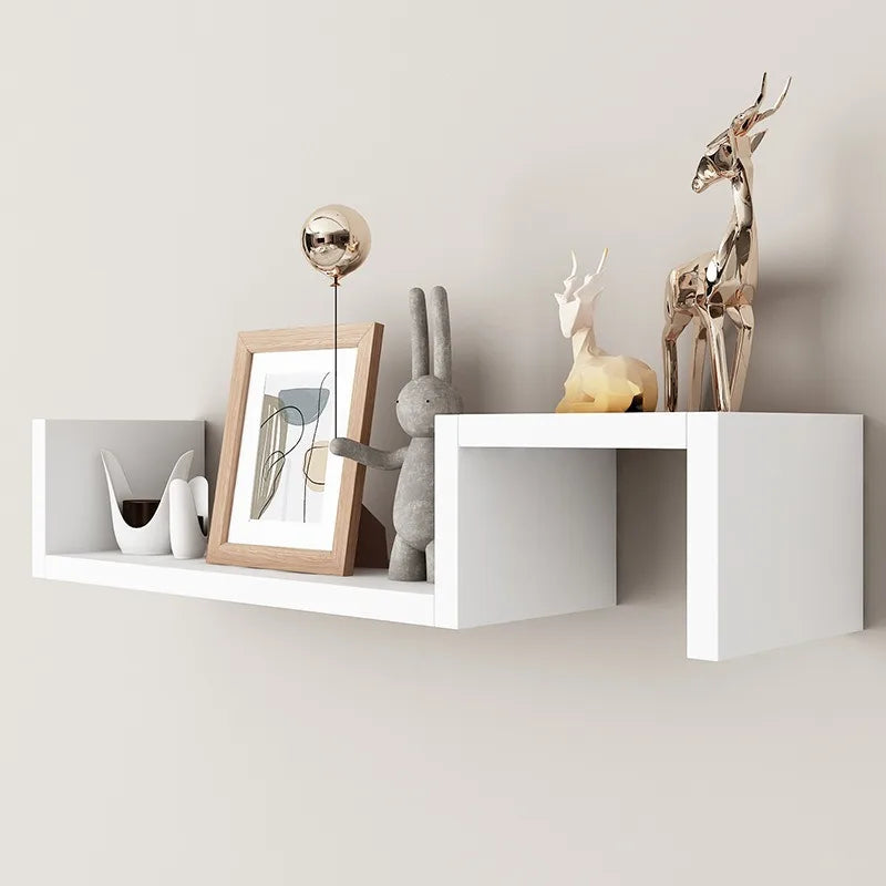 Modern Floating Shelves Wall Mounted 2-Tier, Living Room Bedroom Decor, Geometric Storage Shelf, Organizer for Books Plants Art