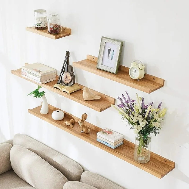 Wood Floating Shelves For Bedroom Living Room Bathroom Kitchen Home Decor Wall Mounted Photos Book Storage Rack Display Stand