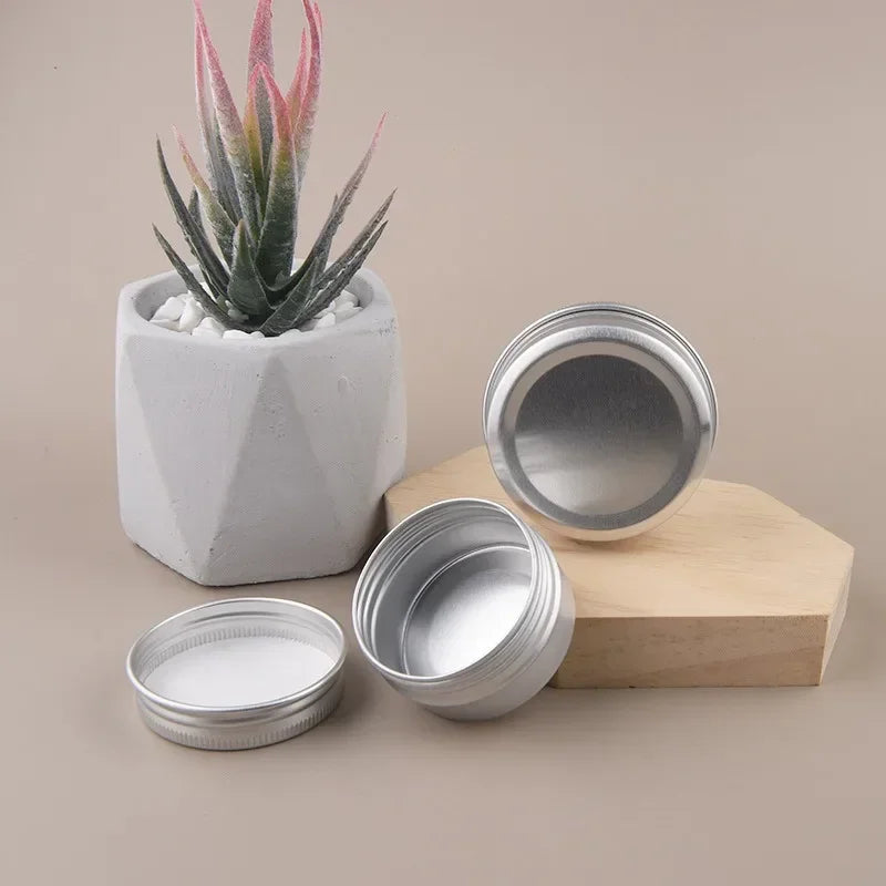 5-100g Multi Specification Threaded Circular Aluminum Box Metal Sub Packaging Box Storage Boxs Sealed Wax Empty Can Cream Boxes