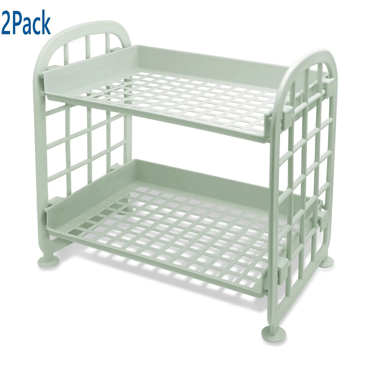 2-Tier Multifunctional Plastic Shelf Makeup Organizer for Skincare Office Kitchen Bedroom Bathroom Two Layer Hollow Storage Rack
