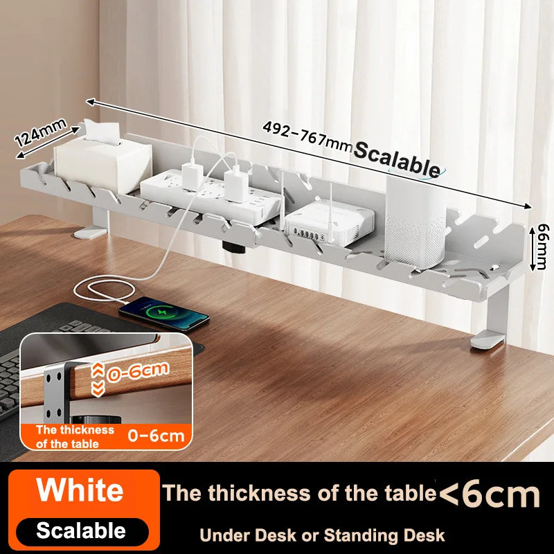 Under Desk Cable Management Tray No Drill 2 Hole Cable Tray with Wire Management Cord Organizer Desk Organizer Standing Desk