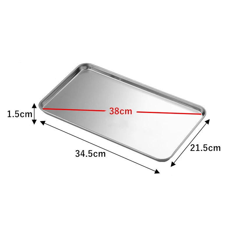 Stainless Steel Rectangle Food Storage Trays Sausage Noodles Fruit Dish Pastry Baking Plates for Restaurant Hotel Kitchen
