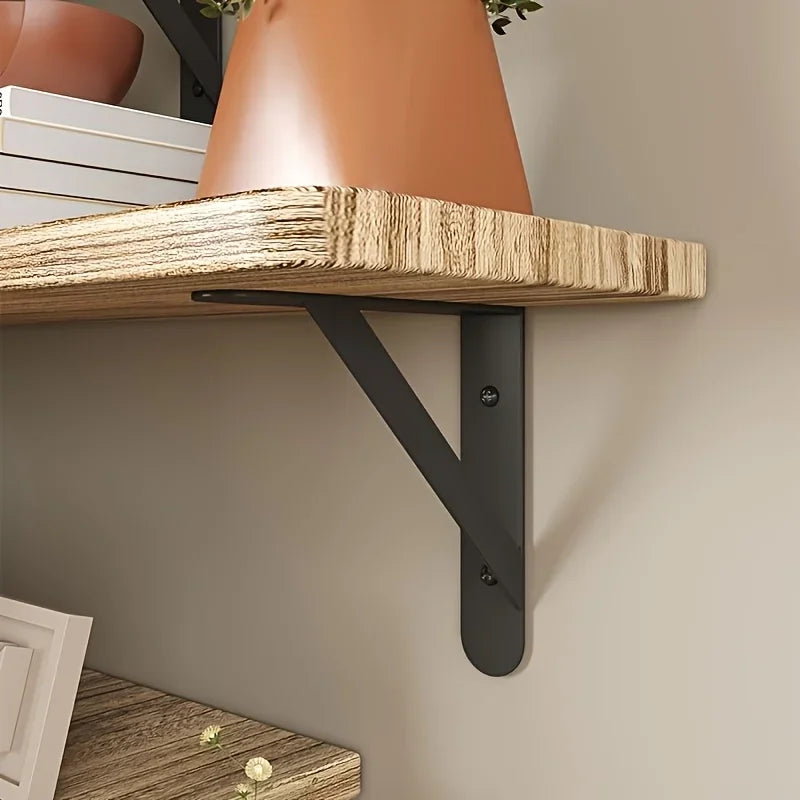 L-Shaped Floating Corner Wall Shelf Paulownia Wood Bathroom Kitchen Storage Rack 41x29x1.5cm