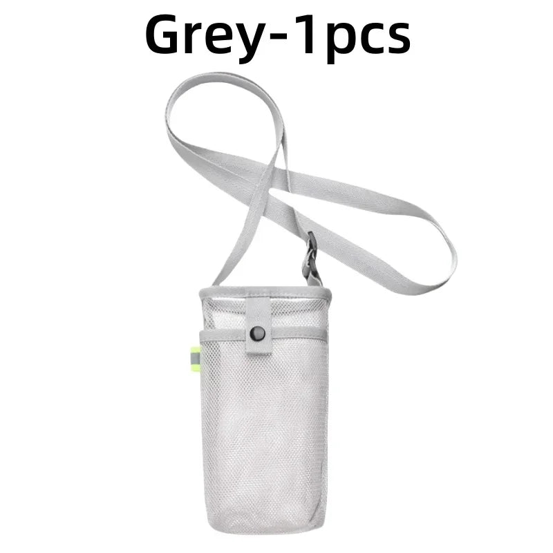 Water Bottle Cover Bag Pouch with Adjustable Straps Mesh Water Pouch Holder Shoulder Strap Black Bottle Carrier Insulat Bag