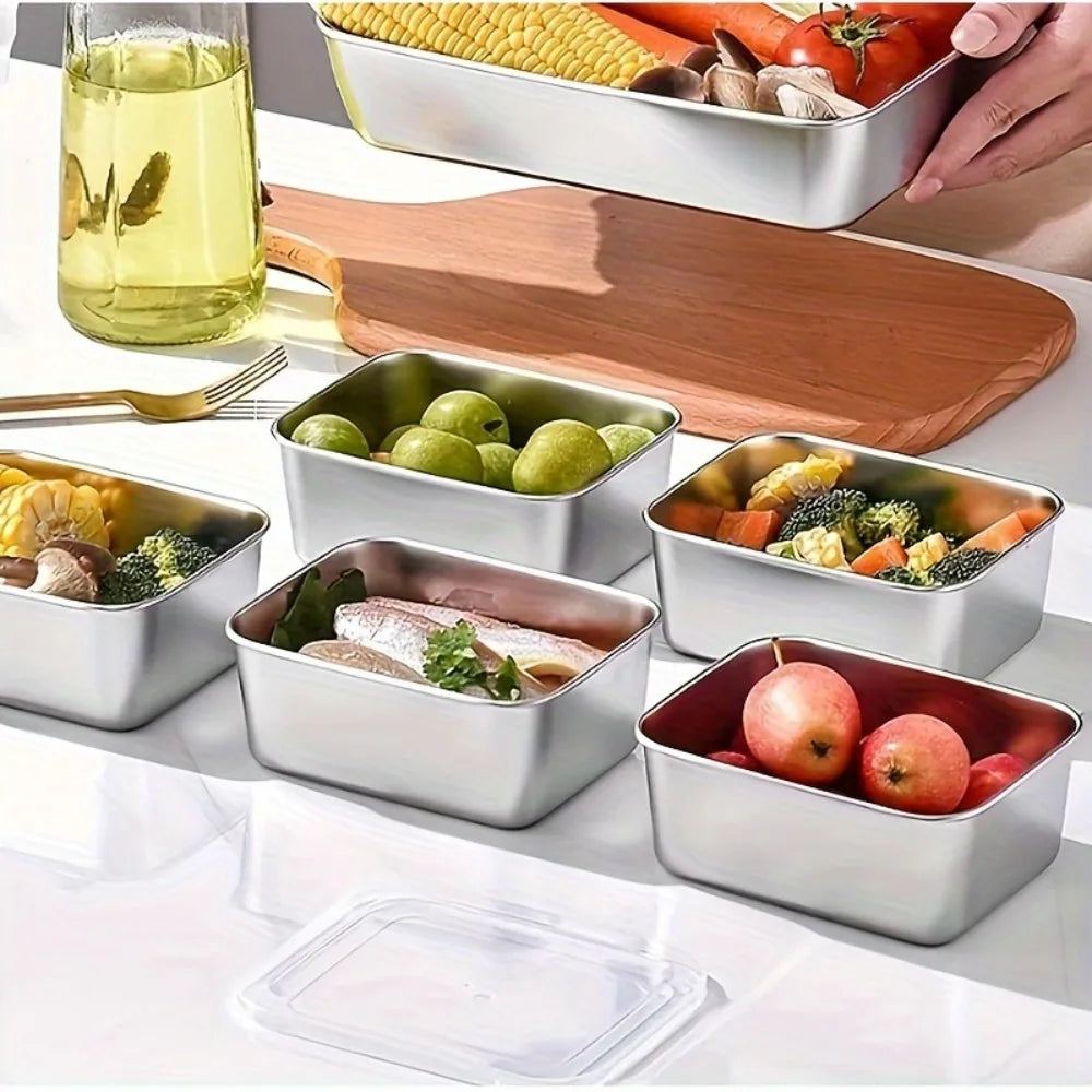 5pc Stainless Steel Food Storage Containers Set - Airtight BPA-Free Lunch Boxes for Meal Prep, Camping & Office, Dishwasher Safe