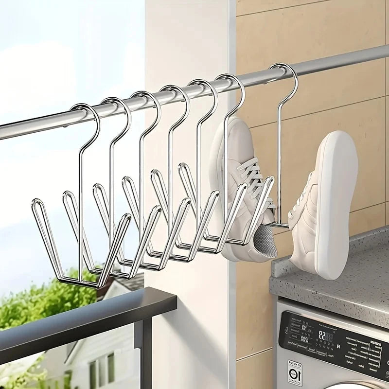 1/3pcs Stainless Steel Shoe Rack Hangers Metal Storage Box Space-Saving with Closet Hooks Silver Home Laundry Accessories
