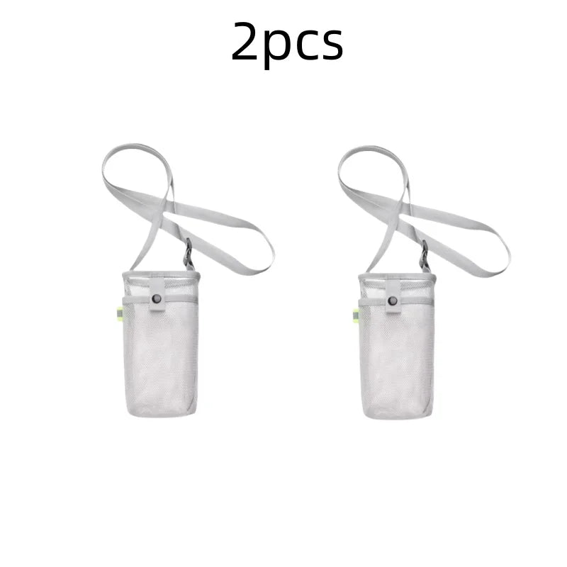 Water Bottle Cover Bag Pouch with Adjustable Straps Mesh Water Pouch Holder Shoulder Strap Black Bottle Carrier Insulat Bag