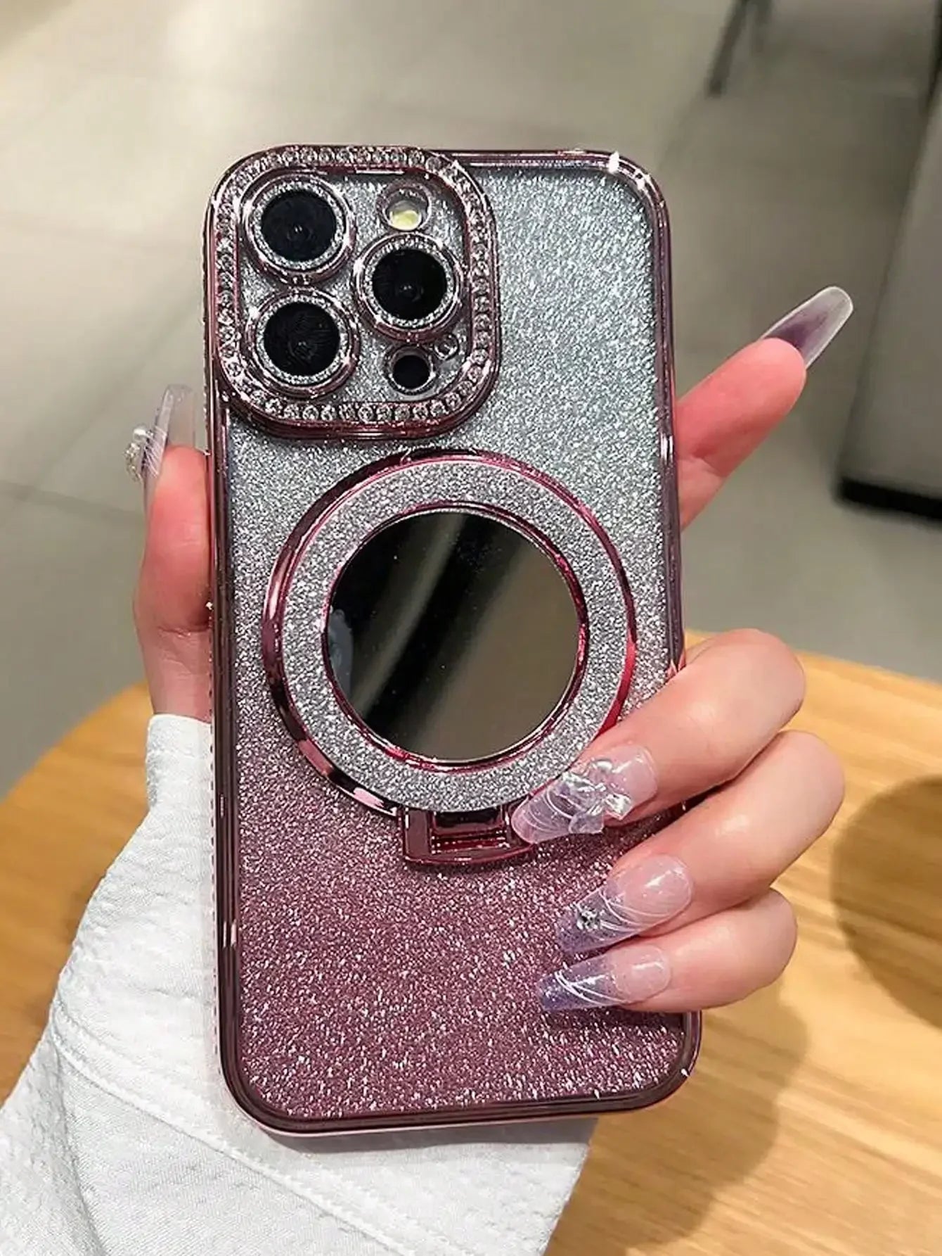 Luxury Jewelled Case For iPhone 16 11 12 13 14 15 Pro Max Glitter Mirror Bracket Bumper Cover