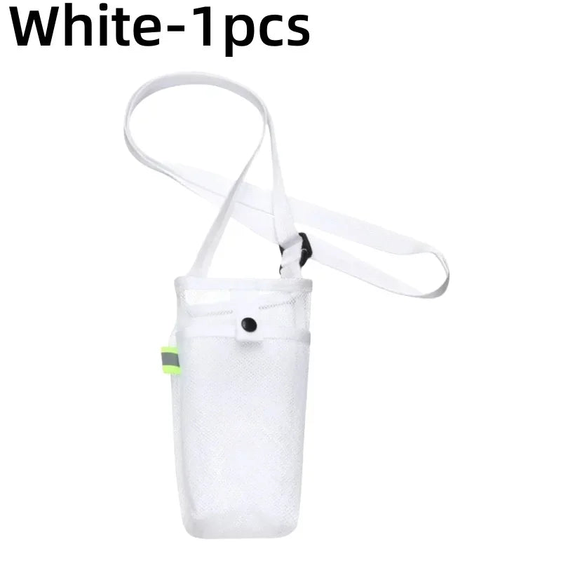 Water Bottle Cover Bag Pouch with Adjustable Straps Mesh Water Pouch Holder Shoulder Strap Black Bottle Carrier Insulat Bag