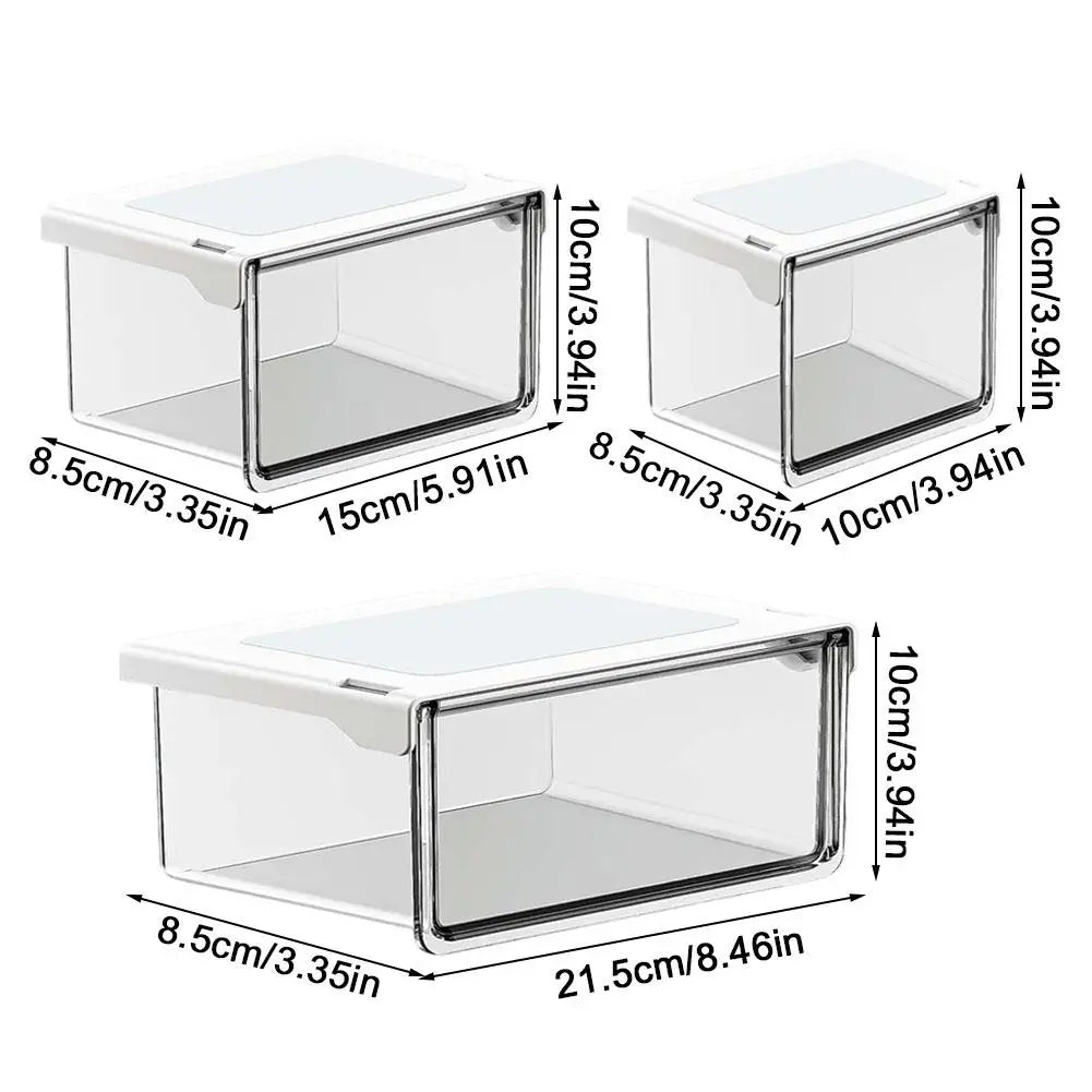 Plastic Drawer Style Storage Box Self Adhesive Large Capacity Makeup Storage Container Transparent Space Saving 