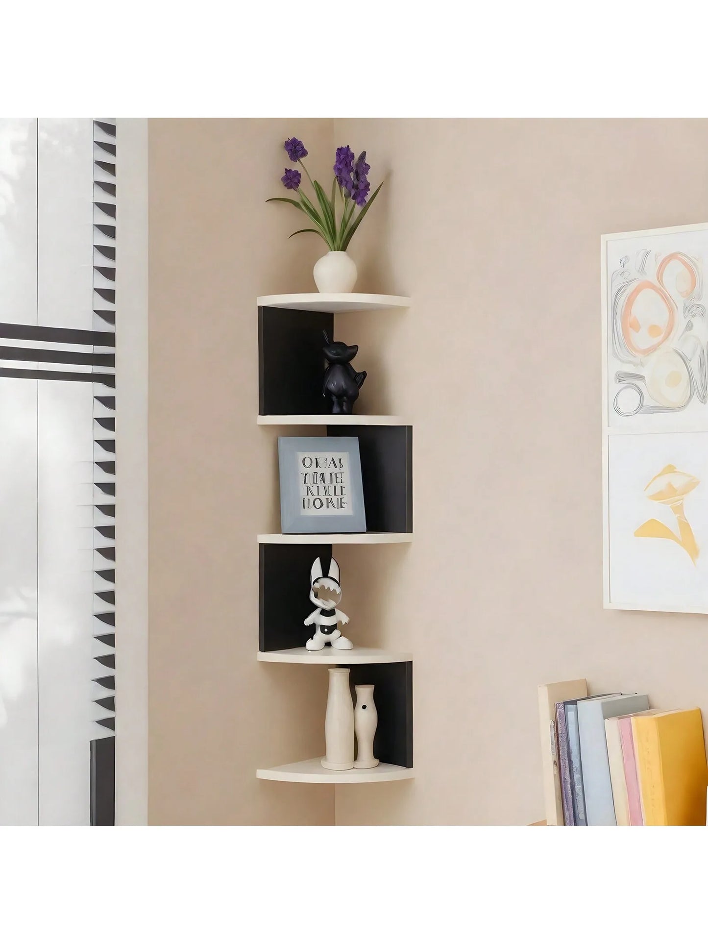 2/5-tier Wall Shelf Corner Bookshelf Shelf Corner Floating Shelves Kitchen Organizers Storage Living Room Home Decorations Gift
