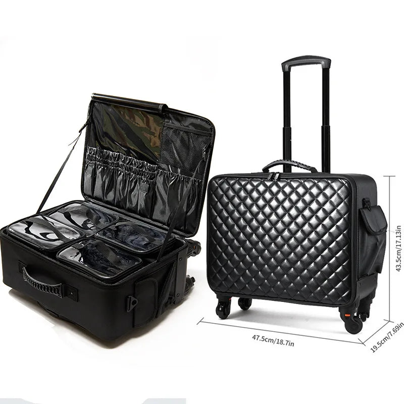 Professional Makeup Suitcase Case Designer Pull Rod Oxford Makeup Bag Large Capacity Nail Art Tattoo Storage Box Luggage