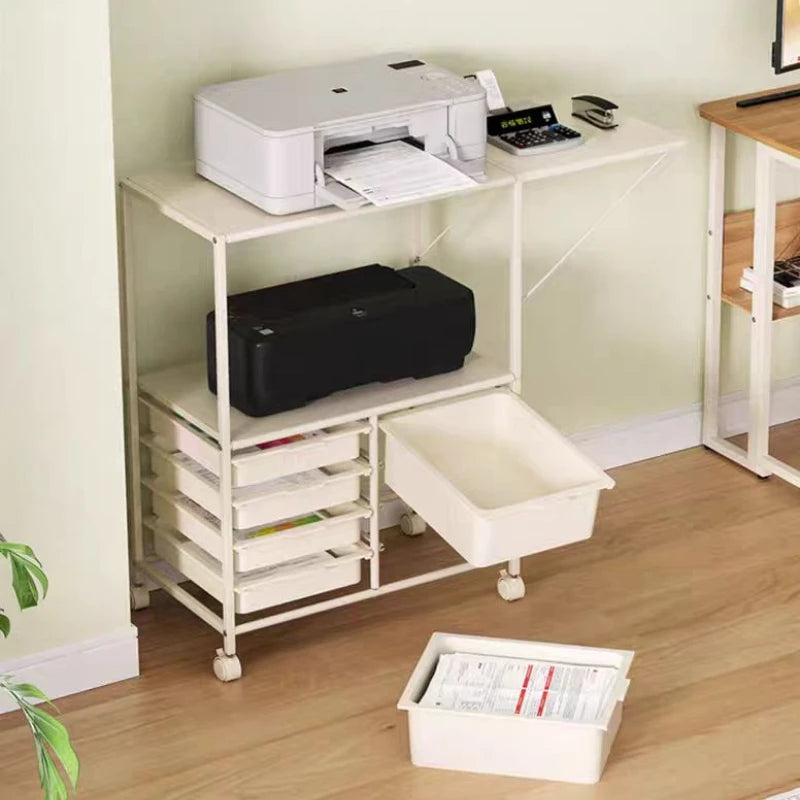 Kitchen Island Cart with 6 Drawers, Rolling Sideboard Cabinet, Dining Room Drawer Cart with Extended Desktop Kitchen Furniture