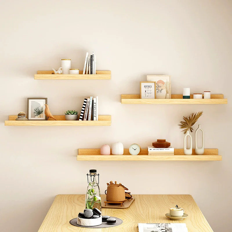 Wood Floating Shelves For Bedroom Living Room Bathroom Kitchen Home Decor Wall Mounted Photos Book Storage Rack Display Stand