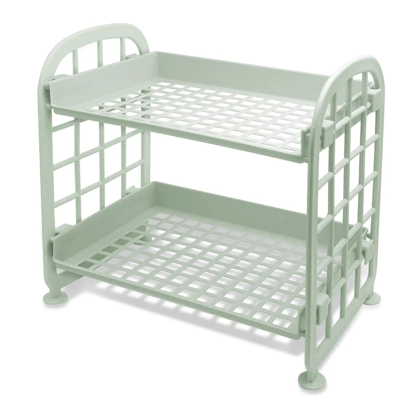 2-Tier Multifunctional Plastic Shelf Makeup Organizer for Skincare Office Kitchen Bedroom Bathroom Two Layer Hollow Storage Rack