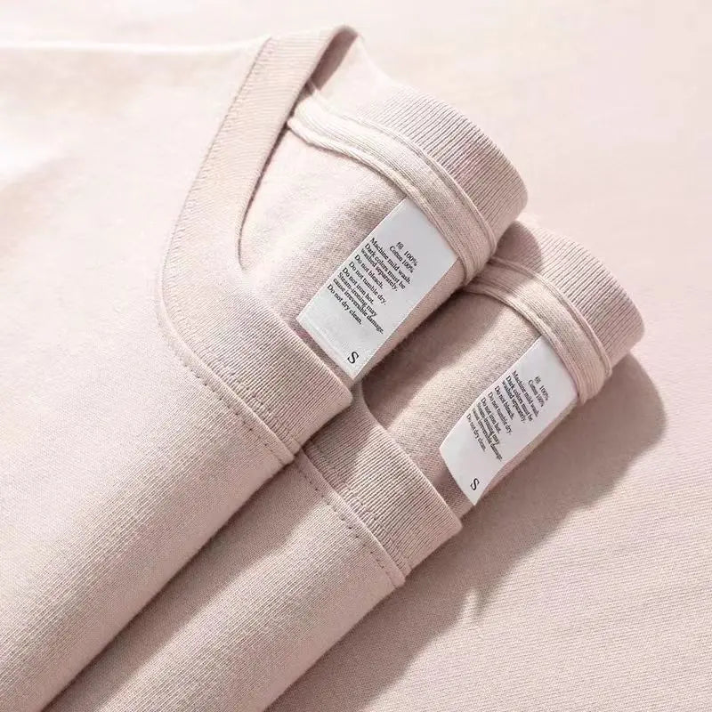 Men's and Women's T-shirts 300G Heavy Gray-purple Round Neck Short-sleeved T-shirts Women's Basic Pure Cotton Simple