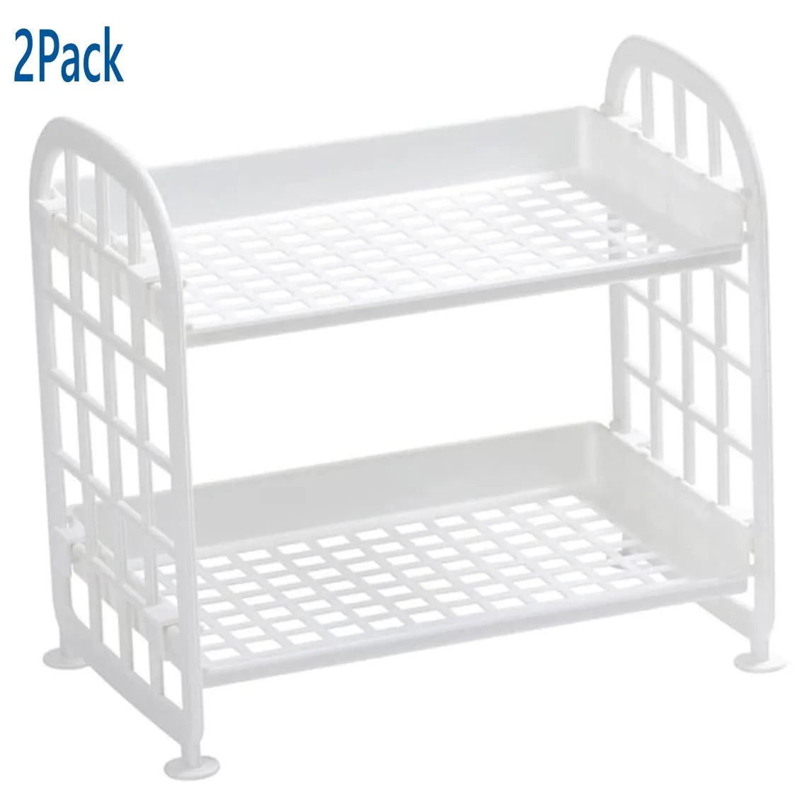 2-Tier Multifunctional Plastic Shelf Makeup Organizer for Skincare Office Kitchen Bedroom Bathroom Two Layer Hollow Storage Rack