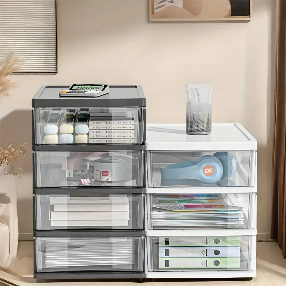 4 -Layer Transparent Desktop Storage Box,Suitable for Organizing Office Supplies, Stationery,Handmade Materials