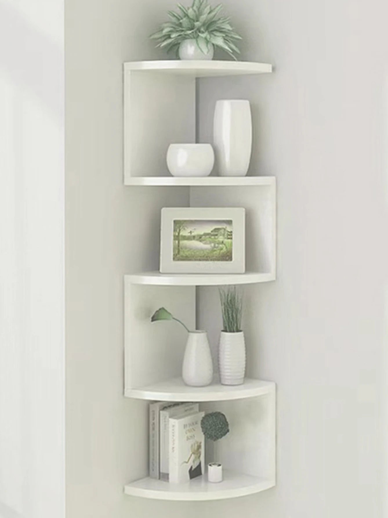 2/5-tier Wall Shelf Corner Bookshelf Shelf Corner Floating Shelves Kitchen Organizers Storage Living Room Home Decorations Gift