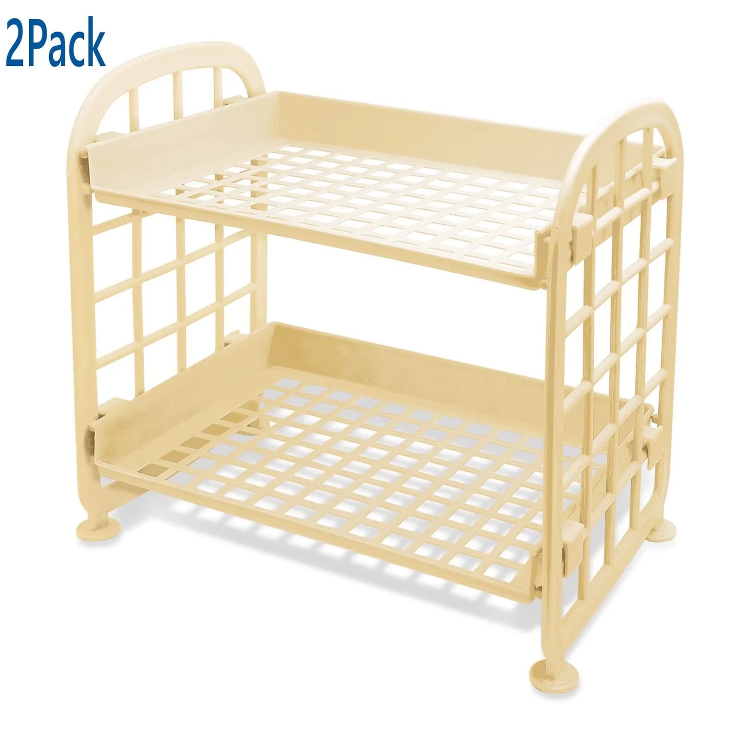 2-Tier Multifunctional Plastic Shelf Makeup Organizer for Skincare Office Kitchen Bedroom Bathroom Two Layer Hollow Storage Rack