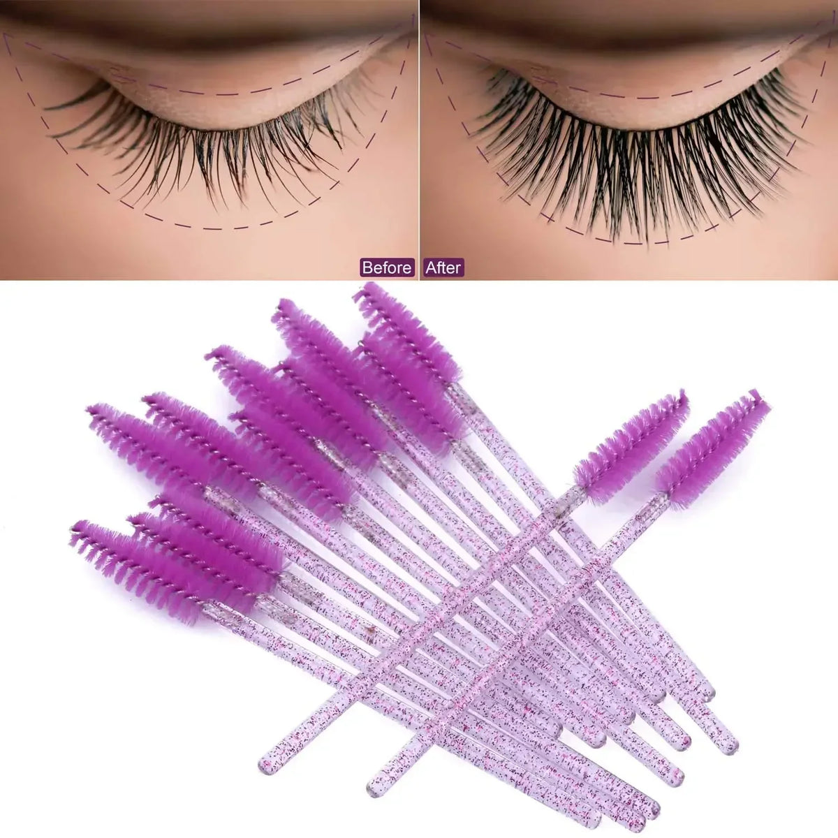 Wholesale 100/500/1000pcs Eye Beauty Tools Disposable Mascara Wands Eyelash Brush Lash Extension Colorful Spoolies for Eyebrow