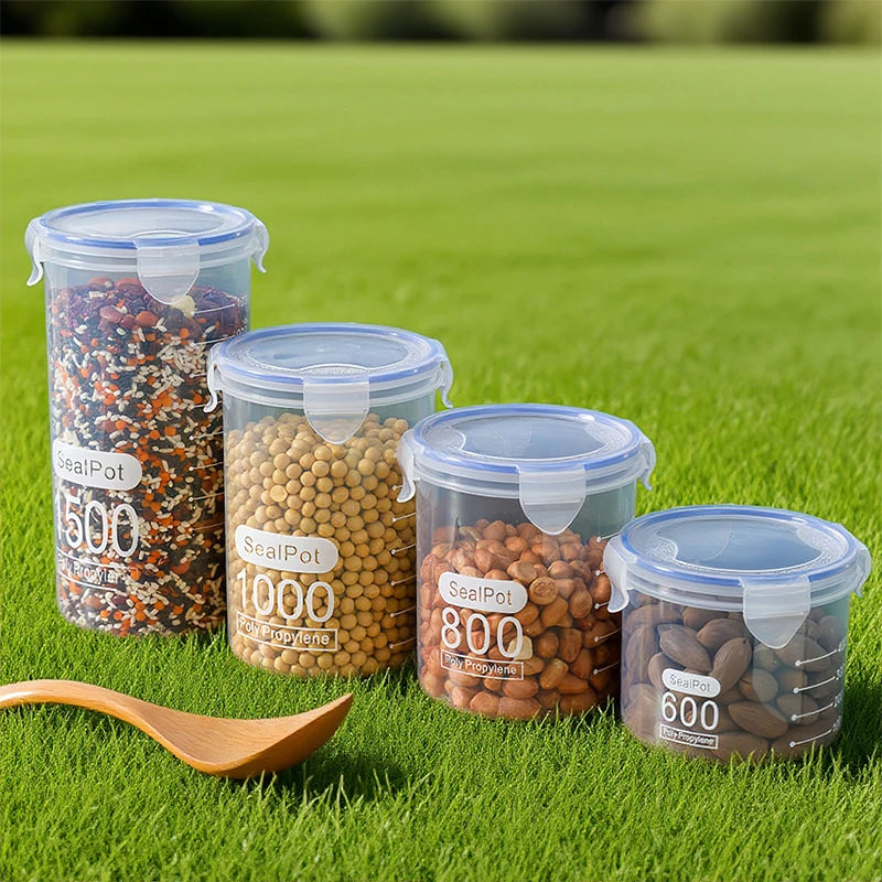 Sealed Jars With Scale Grain Storage Tank Kitchen Food Fresh-keeping Boxes Refrigerator Organize Container Seasoning Spices Can