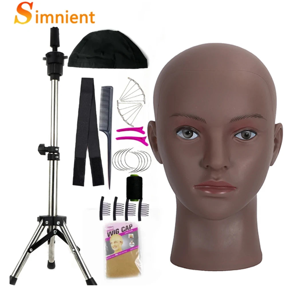 Mannequin Head With Tripod For Making Wig Hat Glasses Mask Display Cosmetology Manikin Head For Makeup Practice Wig Install Kit