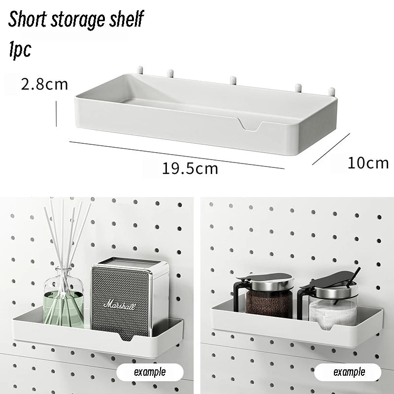 Cream Style Wall-Mounted Pegboard Organizer – DIY Storage Panel with Hooks, Shelves & Racks for Kitchen, Bedroom, Office