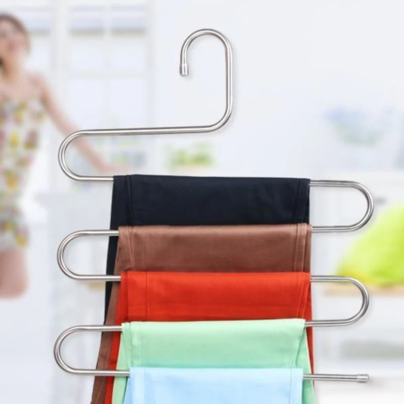 Stainless Steel Pants Rack Five-Layer Multi-Functional Hanger Multi-Layer Pants Storage Rack Home Organizer