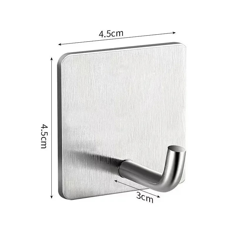 5PCS Heavy Duty Stainless Steel Adhesive Hooks No Drill Punch Free Wall Mounted Hook for Towel Home Storage