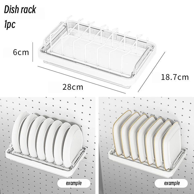 Cream Style Wall-Mounted Pegboard Organizer – DIY Storage Panel with Hooks, Shelves & Racks for Kitchen, Bedroom, Office