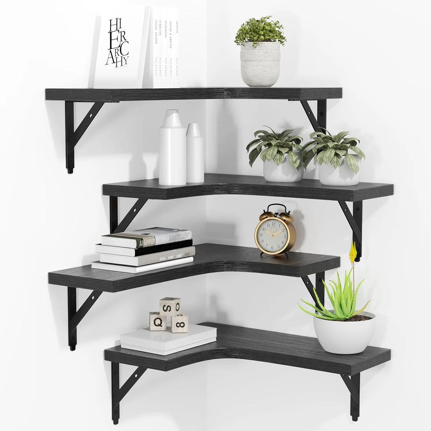 Space Saving Corner Wall Shelves Modern Corner Wall Mounted Shelves Delicate Wood Floating Shelves for Decoration
