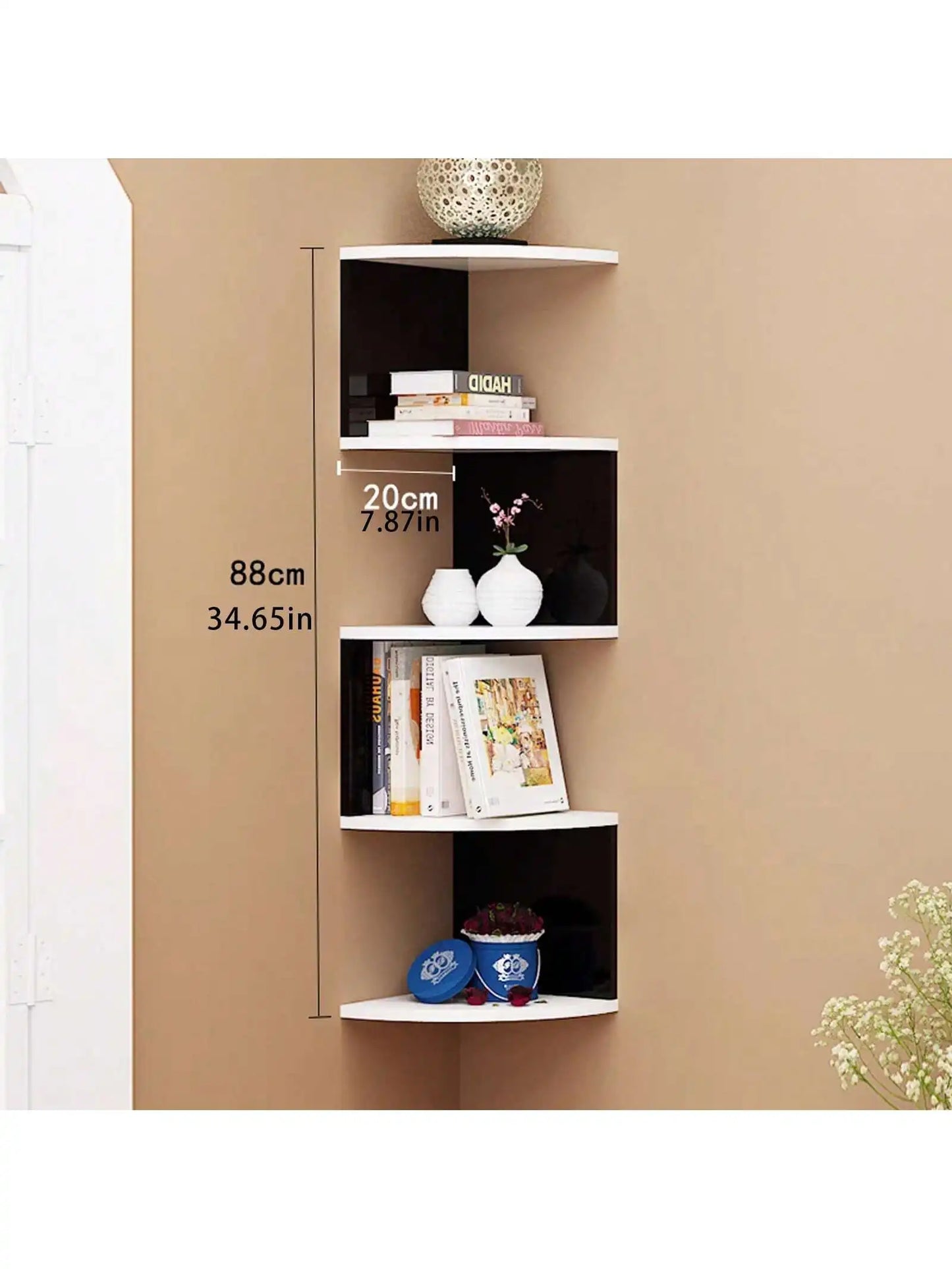 2/5-tier Wall Shelf Corner Bookshelf Shelf Corner Floating Shelves Kitchen Organizers Storage Living Room Home Decorations Gift