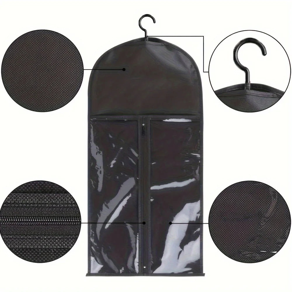 Wig & Hair Extension Hanging Storage Bag Transparent Dustproof Protector with Hook for Salon Home Use