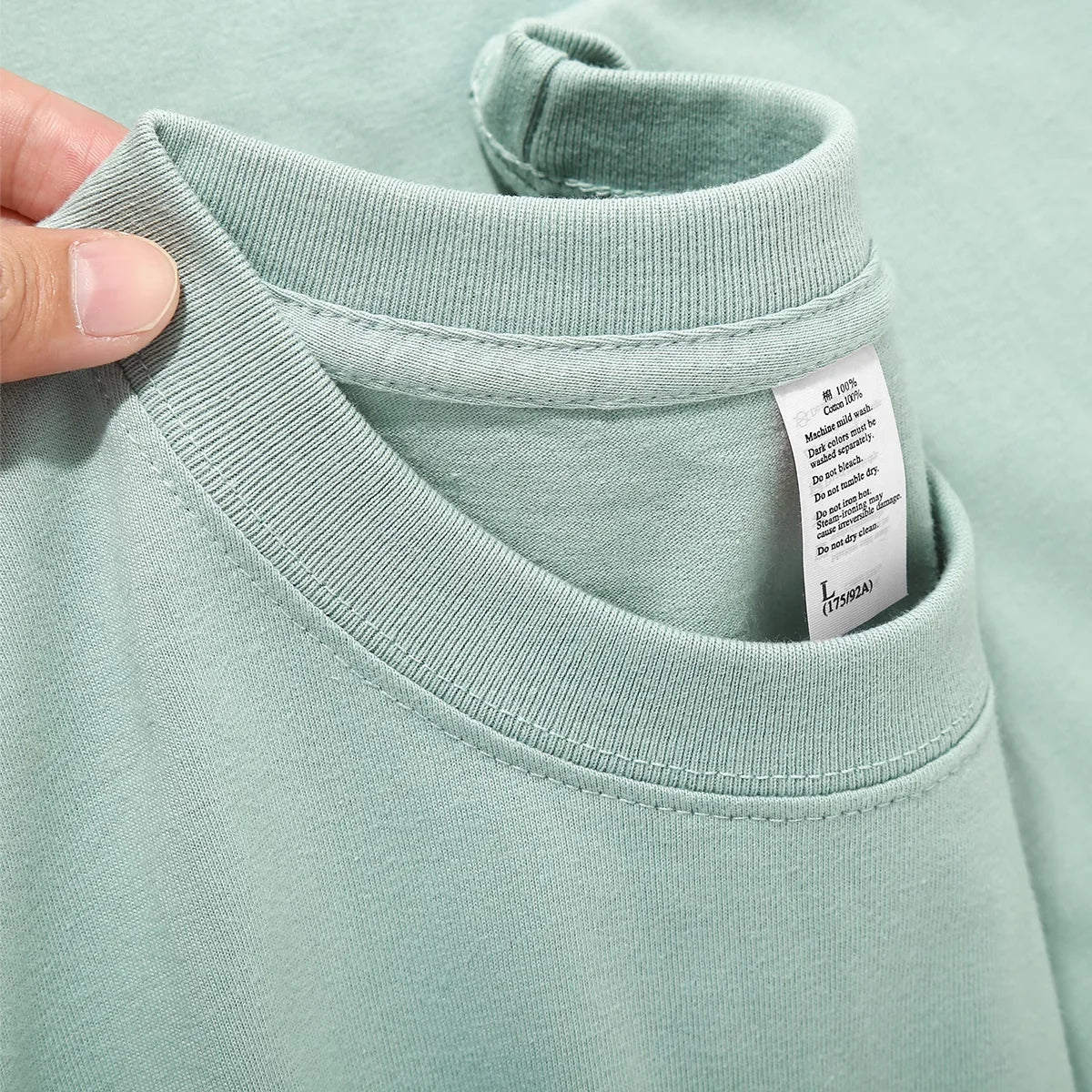 Men's and Women's T-shirts 300G Heavy Gray-purple Round Neck Short-sleeved T-shirts Women's Basic Pure Cotton Simple