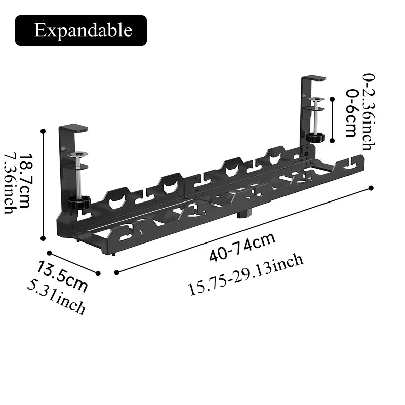 Under Desk Cable Management Tray No Drill 2 Hole Cable Tray with Wire Management Cord Organizer Desk Organizer Standing Desk