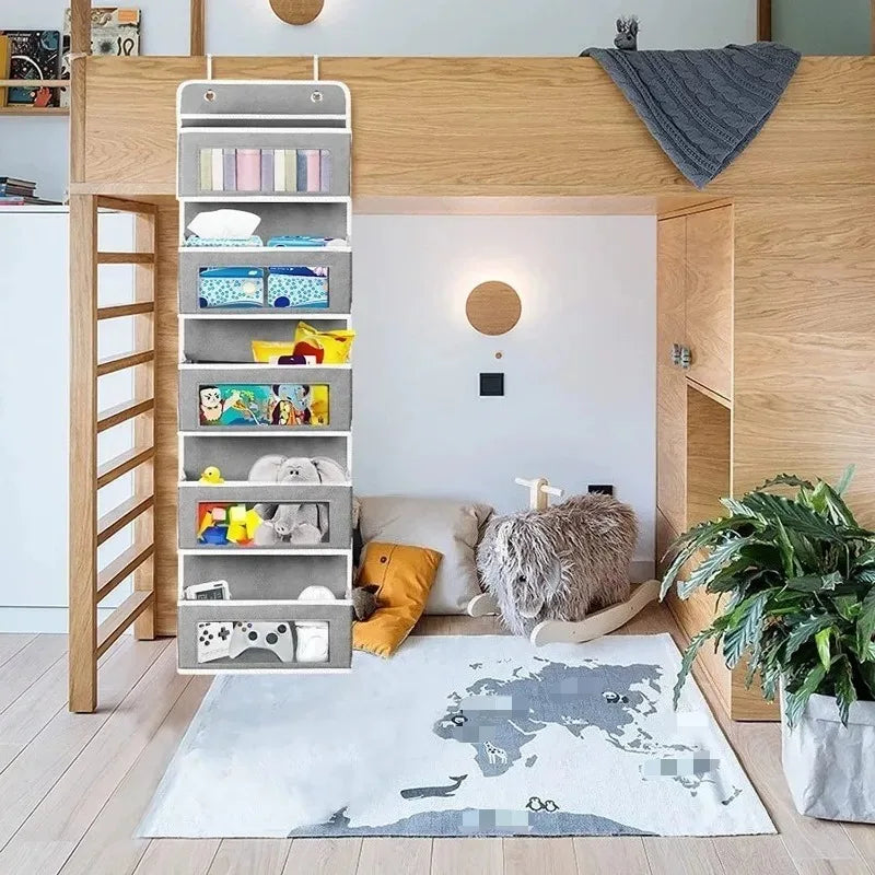 5-Shelf Hanging Storage Organizer - Behind Door Anti-Tilt 5 Large Capacity Pockets Suitable for Bedroom Bathroom