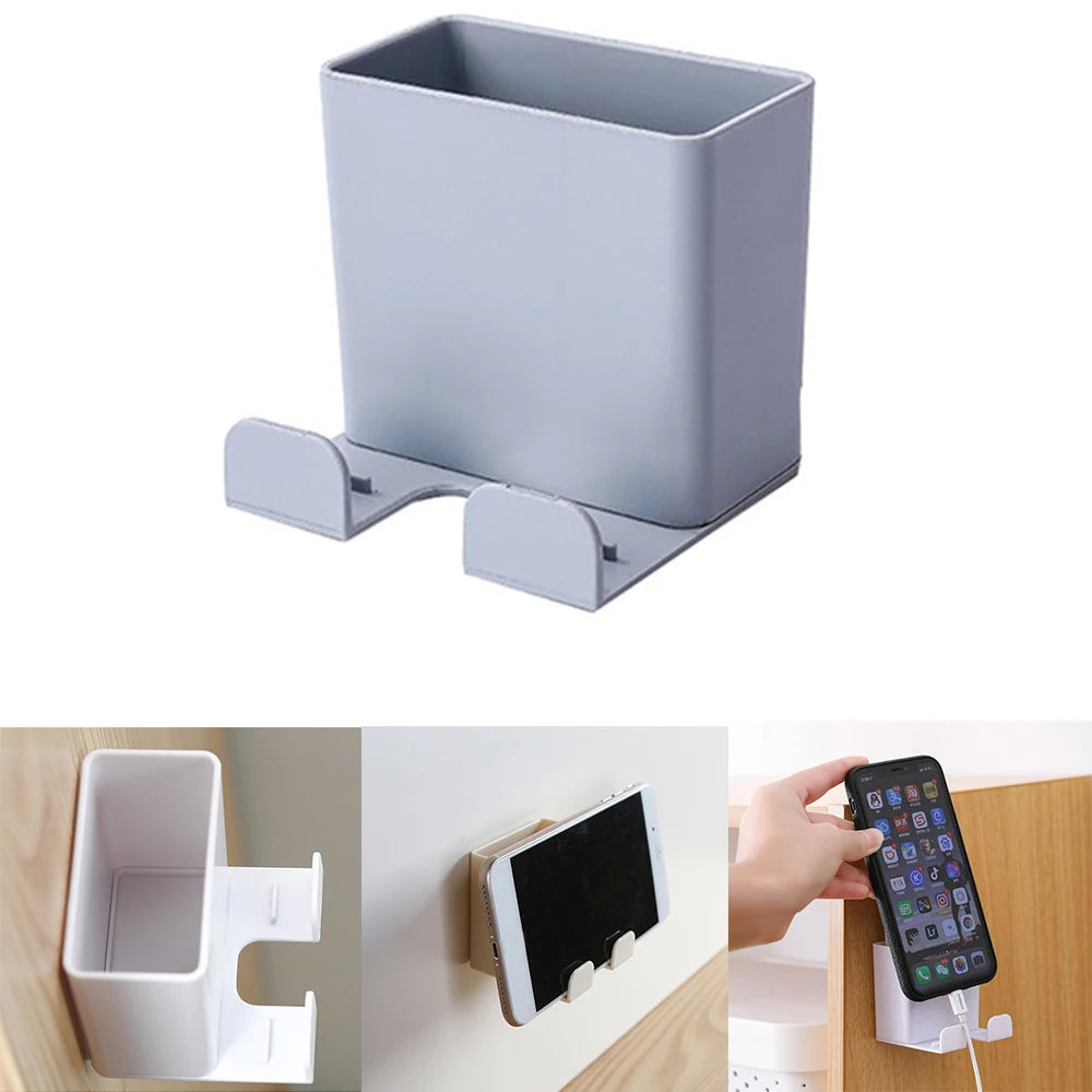 Multi Wall-mounted Mobile Phone Charging Bracket Paste Phone Holder Remote Controller Organizer Keyring Storage Hook