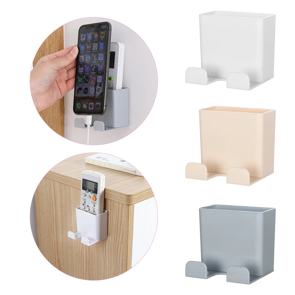 Multi Wall-mounted Mobile Phone Charging Bracket Paste Phone Holder Remote Controller Organizer Keyring Storage Hook