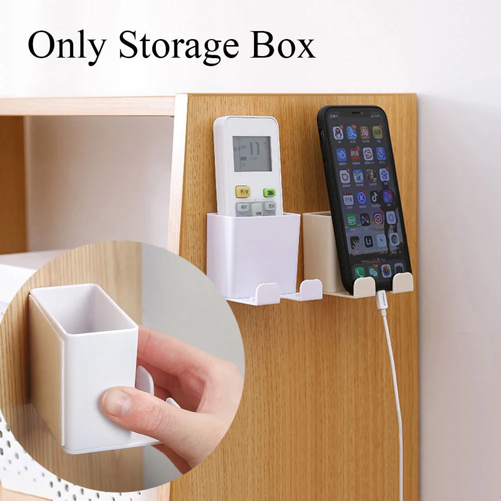 Multi Wall-mounted Mobile Phone Charging Bracket Paste Phone Holder Remote Controller Organizer Keyring Storage Hook