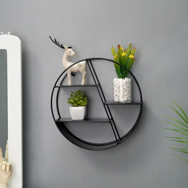 Wall Mounted Floating Shelves Decorative Shelves Circular Storage Rack Creative Plant Flower Pot Tray Nordic Home Decoration