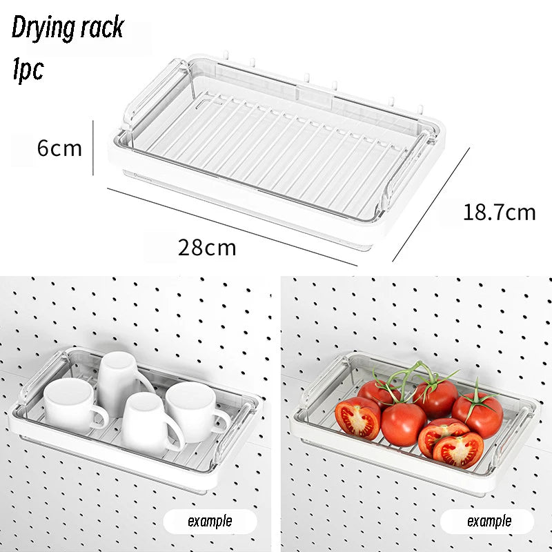 Cream Style Wall-Mounted Pegboard Organizer – DIY Storage Panel with Hooks, Shelves & Racks for Kitchen, Bedroom, Office