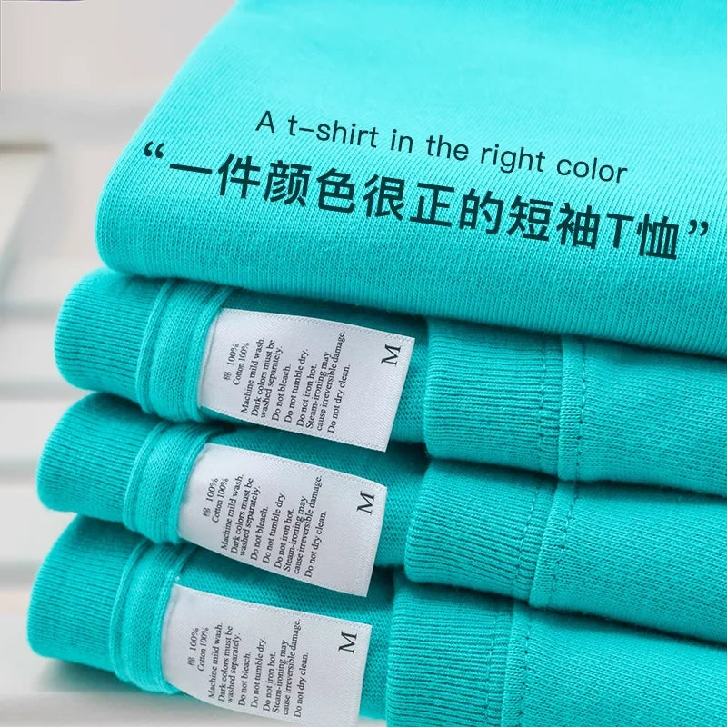 Men's and Women's T-shirts 300G Heavy Gray-purple Round Neck Short-sleeved T-shirts Women's Basic Pure Cotton Simple