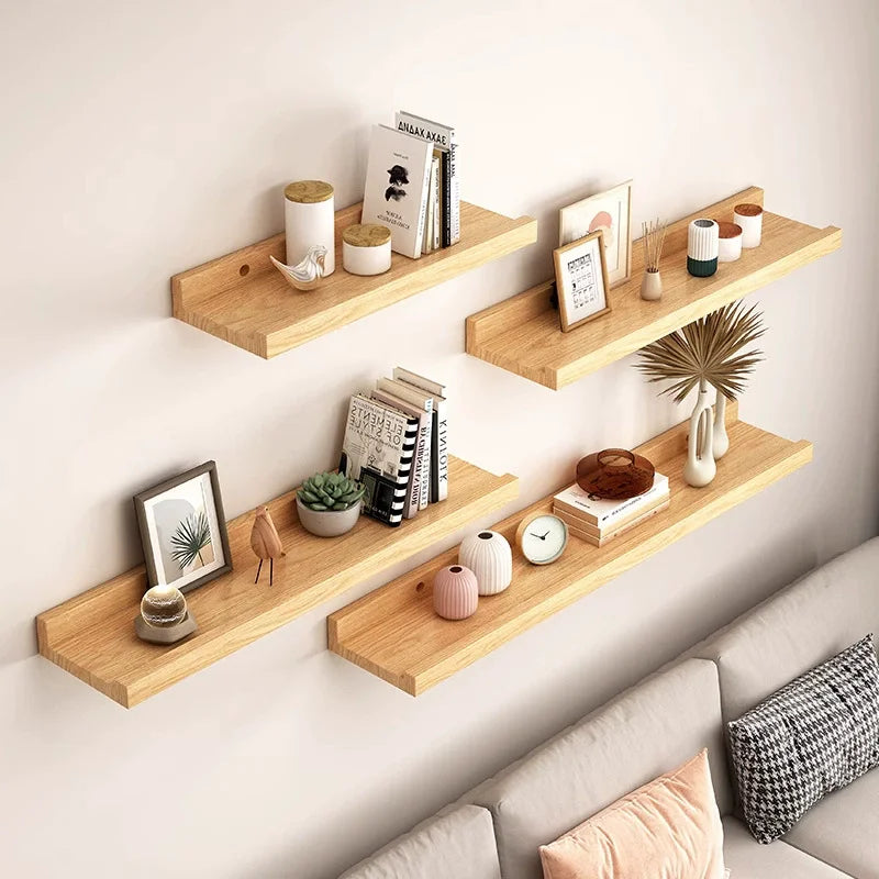 Wood Floating Shelves For Bedroom Living Room Bathroom Kitchen Home Decor Wall Mounted Photos Book Storage Rack Display Stand