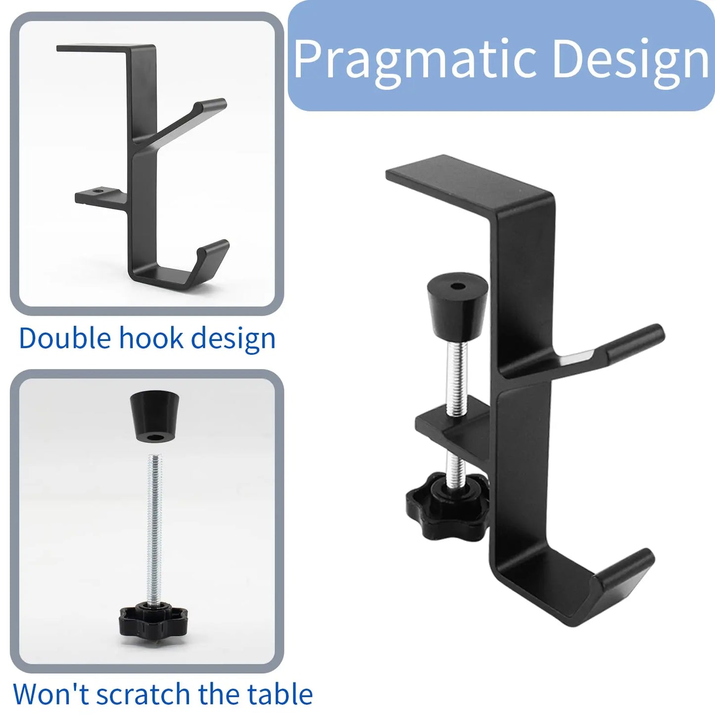 1/2pc Adjustable Desk Edge Hook Gaming Headset Desk Hanger Backpack Storage Hanging Hook Holder Punch-free Home Office Organizer