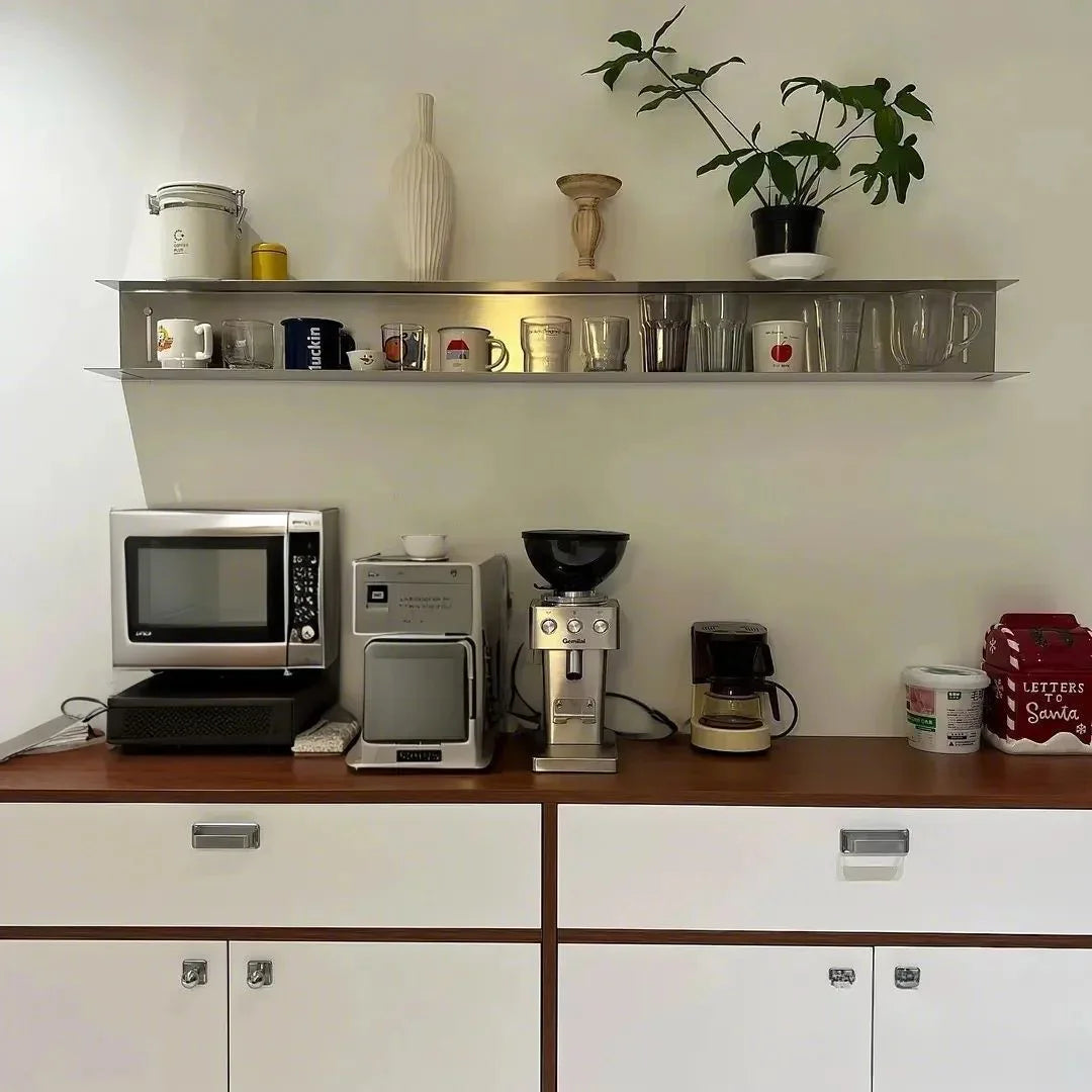 2 PCS Stainless Floating Shelves 60cm/80cm Wall Mounted Display Rack For Living Room/Kitchen/Study  Storage Rack