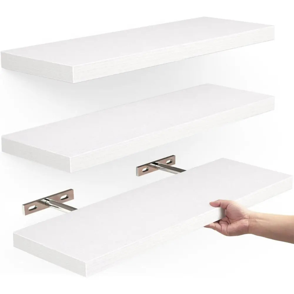 Wooden Hanging Storage Rack Durable Wall Mounted Hanging Wall Shelves Sturdy Invisible Brackets Floating Shelves for Home Decor